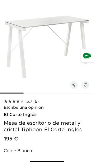 Escritorio de cristal y metal blanco