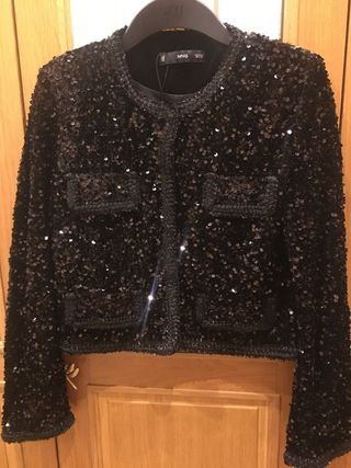 Chaqueta Mango Lentejuelas Negra Talla S