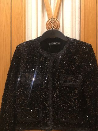 Chaqueta Mango Lentejuelas Negra Talla S