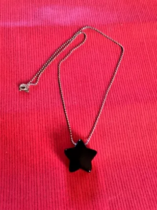 Colgante Estrella Turmalina Negra y Plata