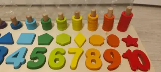 Juego madera Montessori números, cuentas y formas