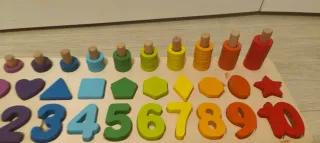 Juego madera Montessori números, cuentas y formas