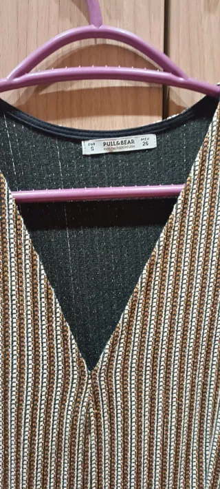 Vestido de rayas beige y marrón