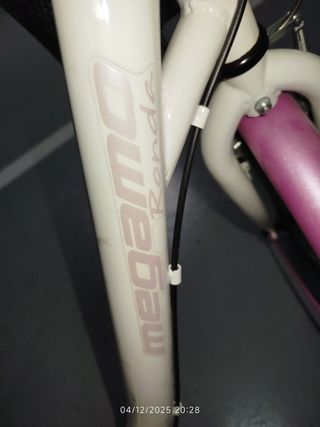 Bicicleta infantil rosa y blanca