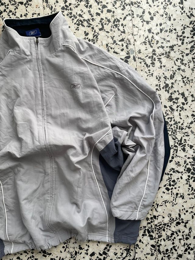 Vintage Reebok Grey Track Jacket Windbreaker - 2XL