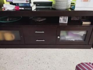 Mueble TV madera y cristal