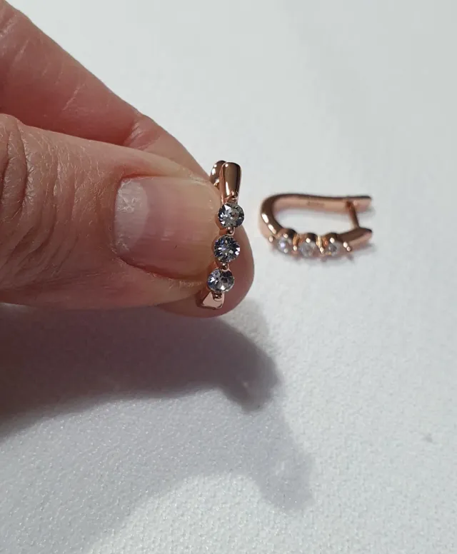 Pendientes Oro Rosa y Swarovskis