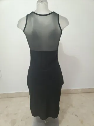 Vestido lentejuelas plateadas y negro