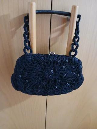 Bolso negro lana y lentejuelas