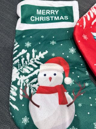 Calze natalizie con pupazzo di neve e albero