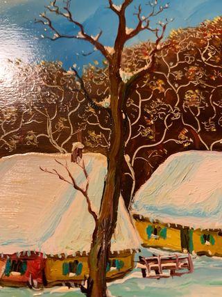 Dipinto ad olio su tavola - Paesaggio Invernale