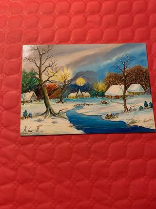 Dipinto ad olio su tavola - Paesaggio Invernale