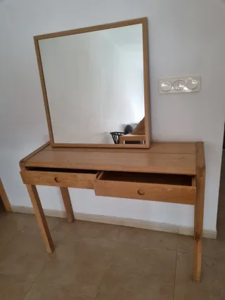 Consola 2 cajones madera habitat y espejo
