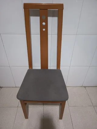Silla de comedor madera y tela