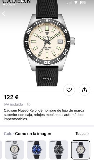 Reloj Cadisen Automático Beige/Negro