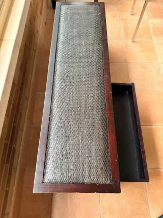 Banco madera y ratan con cajones