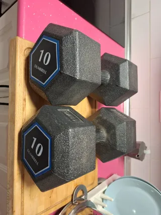 Mancuernas hexagonales 10kg (par) NO NEGOCIABLE