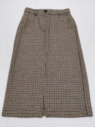 Falda Mango Cuadros Marrón y Negro