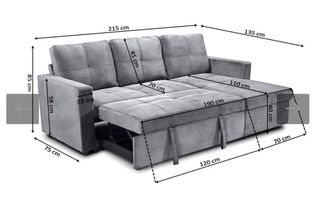 Sofá Cama Chaiselongue Gris oscuro.