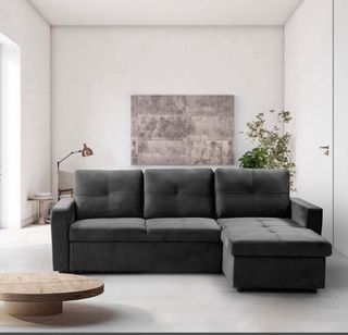 Sofá Cama Chaiselongue Gris oscuro.