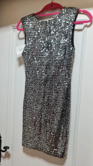 Vestido fiesta lentejuelas negro elástico