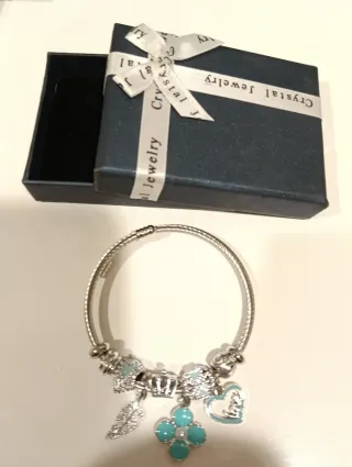 Pulsera estilo Pandora plata y turquesa