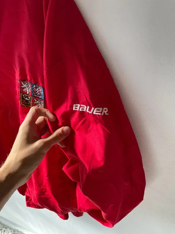 Vintage Bauer Hockey Red Track Jacket - M