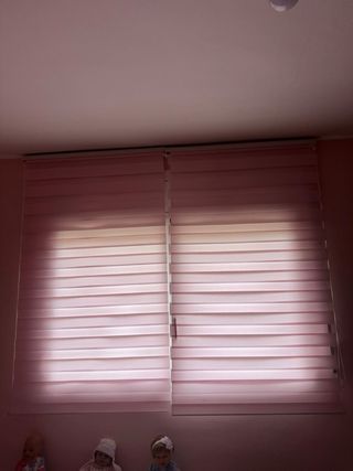 Due tende a rullo rosa