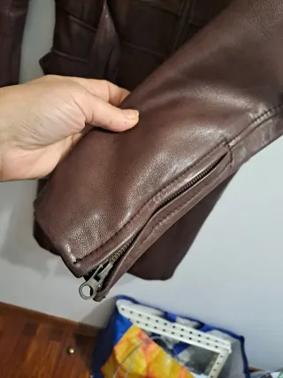 Abrigo de cuero italiano marrón