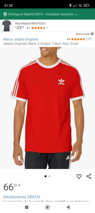 Camiseta Adidas Talla M Roja