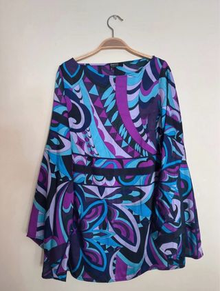 Blusa Blanco Talla M Estampado Geométrico