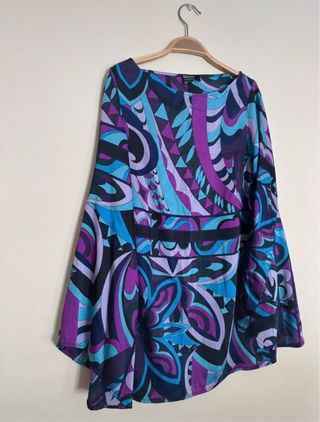 Blusa Blanco Talla M Estampado Geométrico