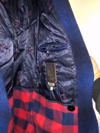 Chaqueta de cuadros azul y negra