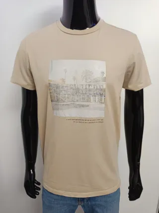 Camiseta Bershka Beige Estampada