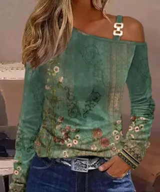 Camiseta verde con estampado floral