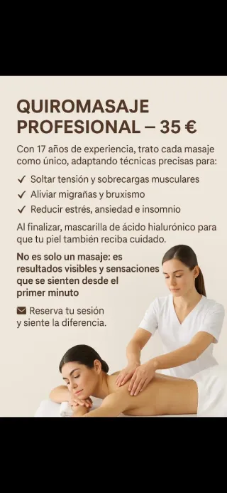 Quiromasajista profesional.  Solo mujeres