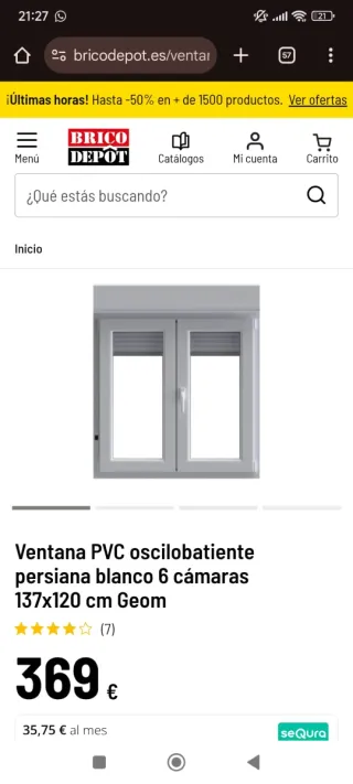 Ventana PVC Oscilobatiente Persiana Blanca