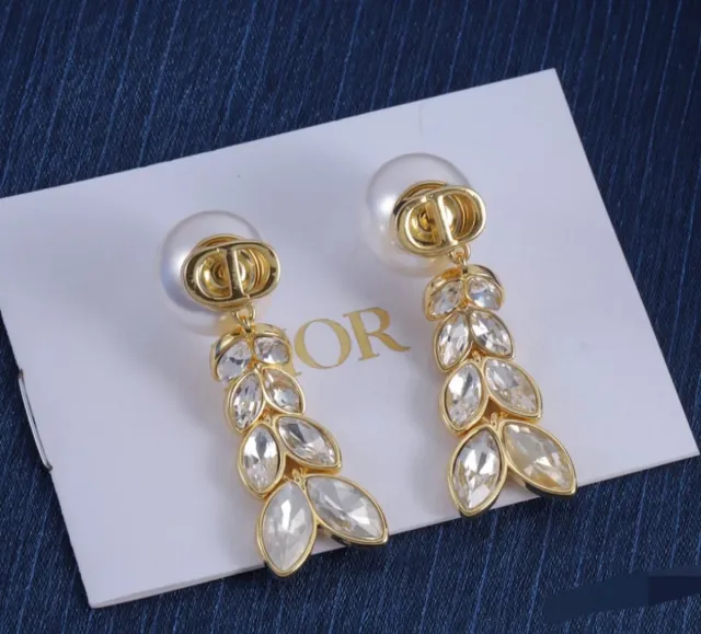 Pendientes Dior Perla y Cristales Dorados