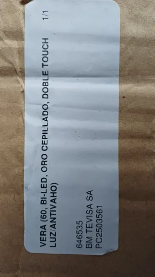 Espejo Baño Vera Oro Cepillado TOUCH