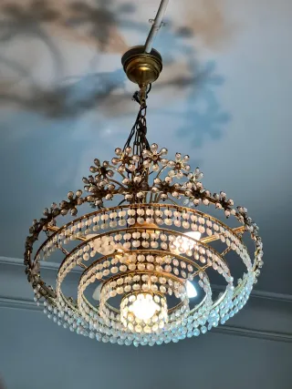 Lámpara de techo vintage cristal y metal