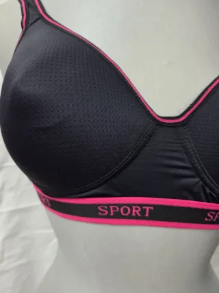Sujetador deportivo negro y rosa