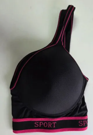 Sujetador deportivo negro y rosa