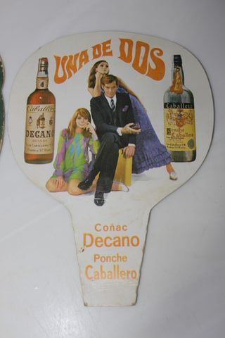 Lote 2 ventagli antichi in cartone con pubblicità