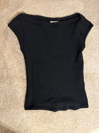 Zara Top Manga Corta Negro