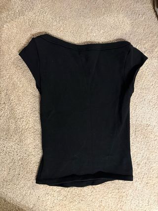 Zara Top Manga Corta Negro