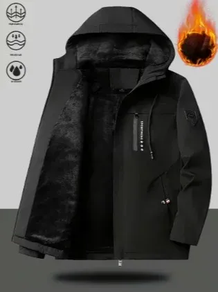 Chaqueta Invierno Impermeable Forrada Negra