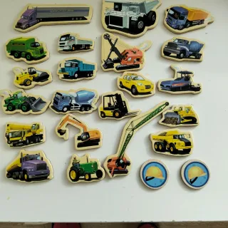 Set calamite legno mezzi cantiere 23 PZ differenti