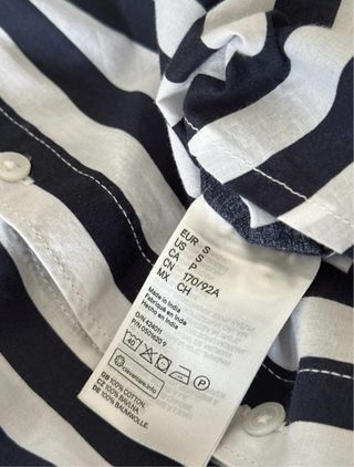 Camisa rayas manga corta azul y blanca