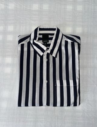 Camisa rayas manga corta azul y blanca