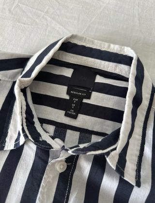 Camisa rayas manga corta azul y blanca